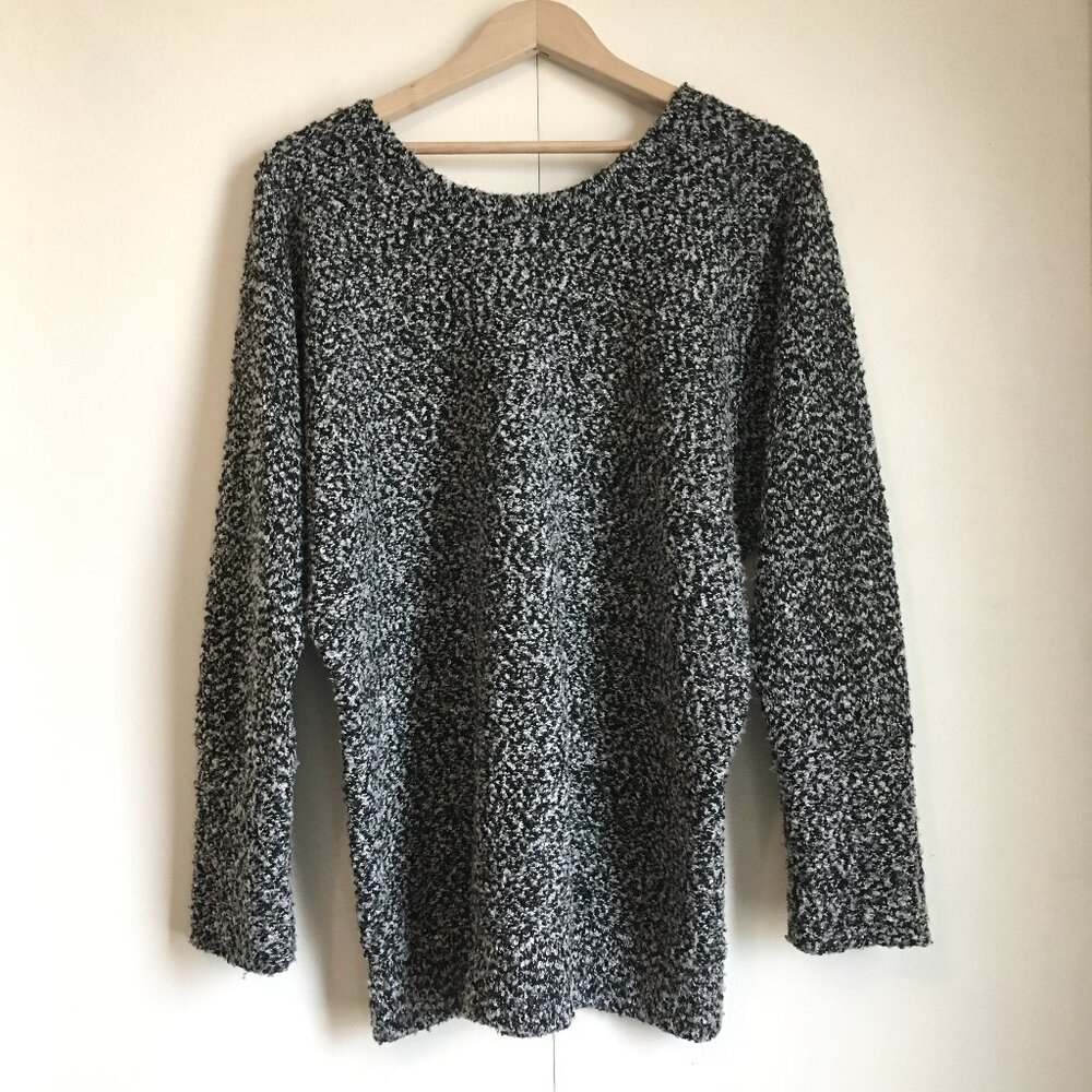 Salt and Pepper Fuzzy Nubby Knit Oversized Sweater XL - Picture 2 of 13